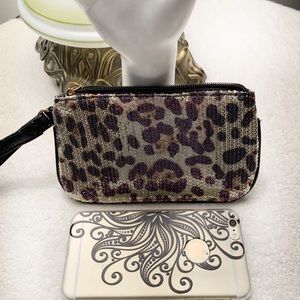 EUC Call It Spring Leopard Sequin Wristlet